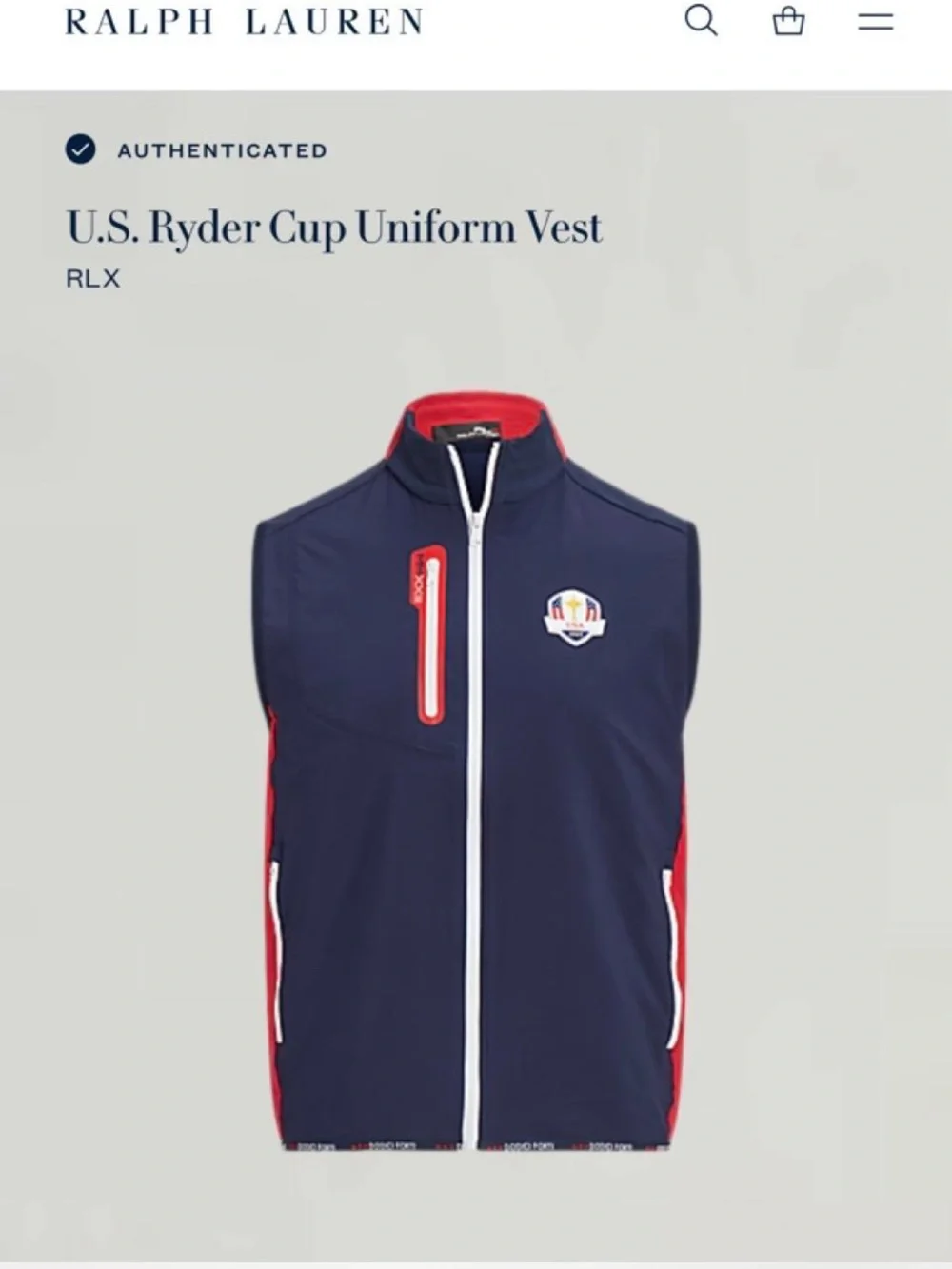 NWT RLX Ralph Lauren 2023 U.S. Ryder Cup Uniform Vest Men’s S